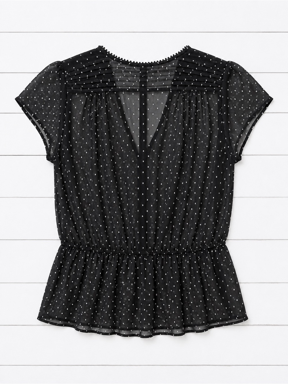 Reitmans Black Swiss Dot Chiffon Blouse | Size Small | Business Casual - Picture 3 of 5